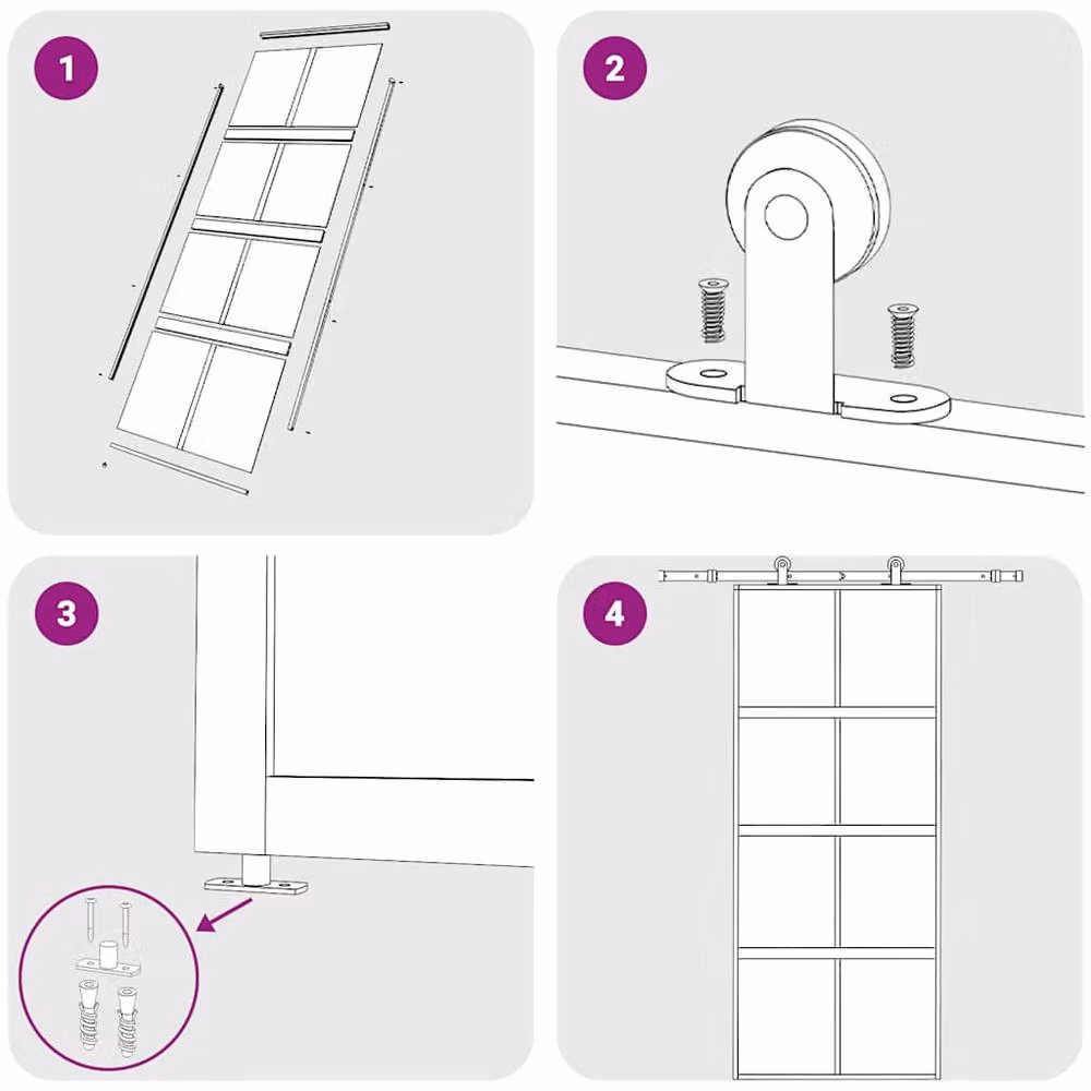 Berkfield Home Black Sliding Door with Transparent Tempered Glass and Aluminium, W: 90 cm, H: 205 cm – 4