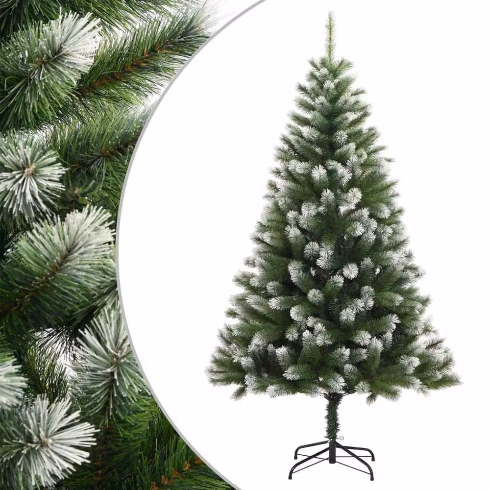 Berkfield Home Beautiful Artificial Hinged Christmas Tree with Flocked Snow, Green and White, Height: 150 cm – 2