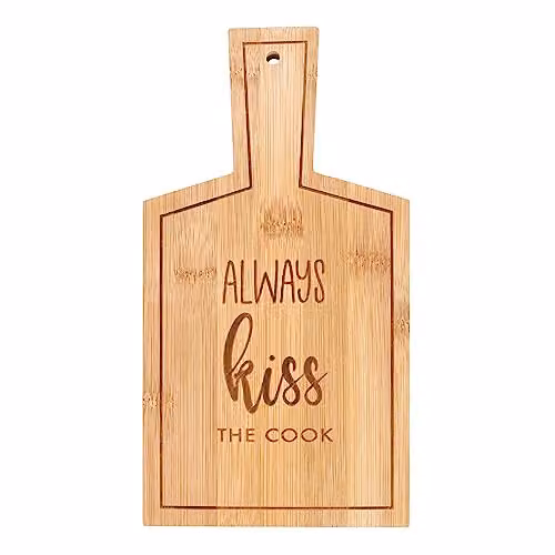 KDMD Kiss the Cook Bamboo Serving Board, Brown, Rectangular