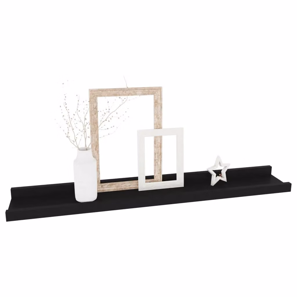 Berkfield Home Set of 4 Wall Mounted Shelves, Black, W: 60 cm, D: 9 cm, H: 3 cm – 3