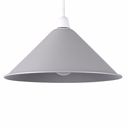 ValueLights Waywell Retro Style Metal Cone Ceiling Pendant Light Shade in Grey, Width: 30 cm – 1