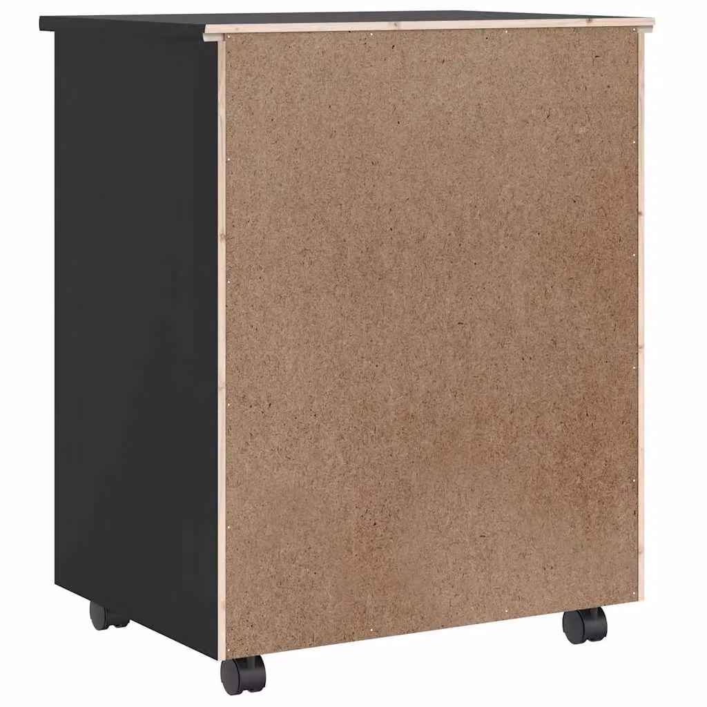 Berkfield Home MOSS Rolling Cabinet with Drawers in Black Solid Pine Wood – 4