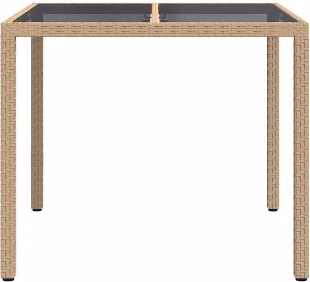 Berkfield Home Traditional Garden Dining Table in Beige Poly Rattan, W/D/H: 90 x 90 x 75 cm – 1
