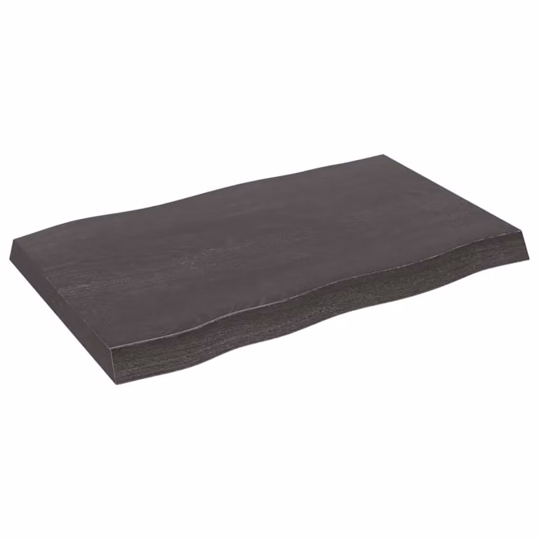 Berkfield Home Dark Grey and Brown Treated Solid Wood Live Edge Table Top Countertop W: 80 cm, D: 50 cm, H: 2-6 cm