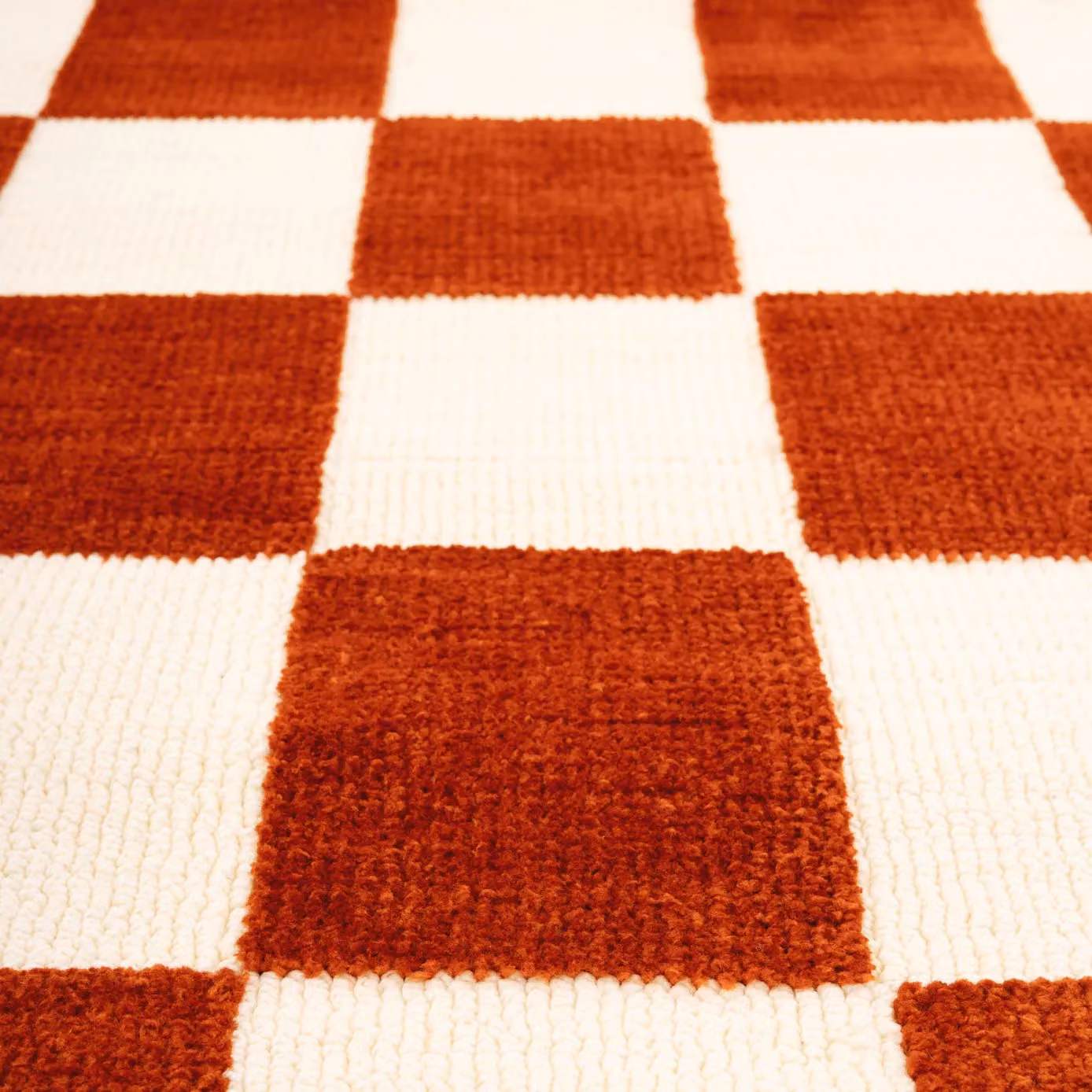 Kukoon Retro Chequerboard Maximalist Hand Tufted Area Rug in Terracotta Orange and Red, W: 160 cm, D: 230 cm – 5