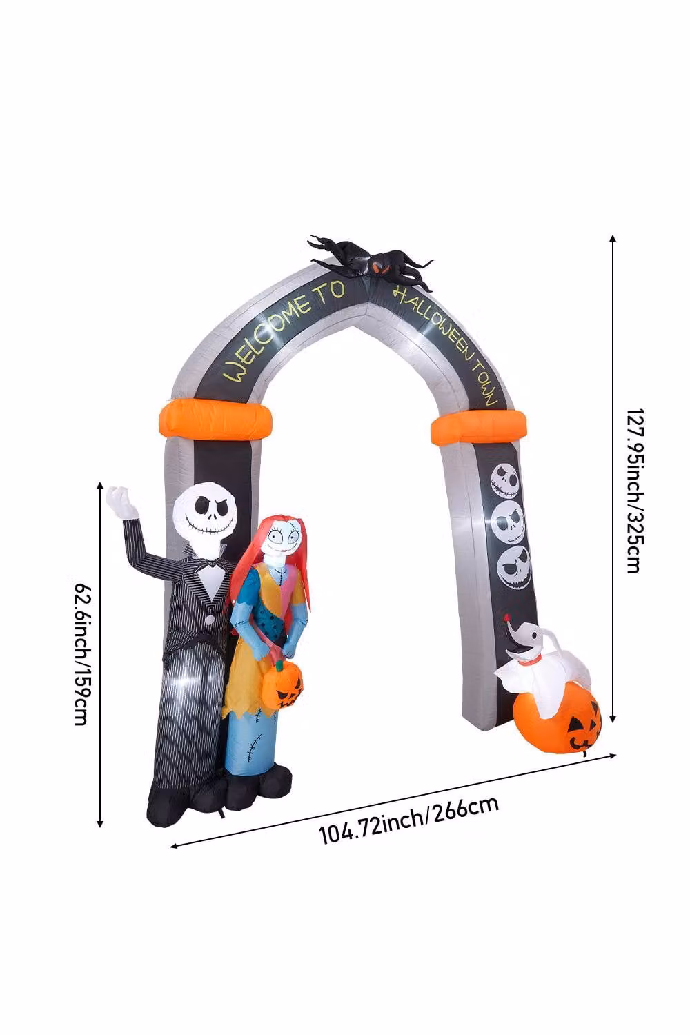 Garden Sanctuary Jack and Sally Halloween Inflatable Archway with LED Lights, Multicolour – 3