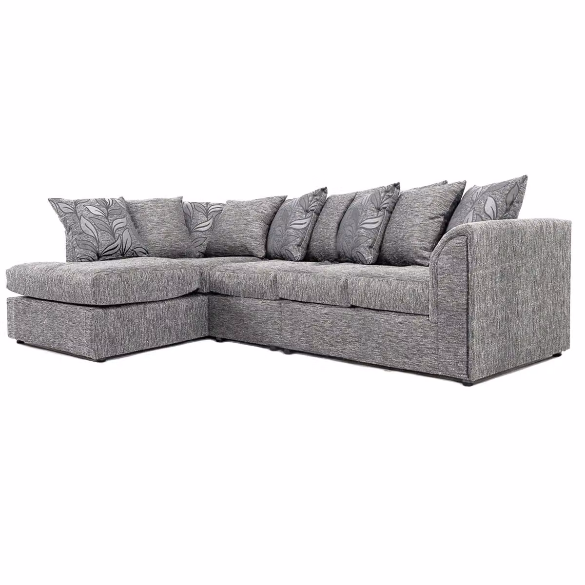 Furnishings For Less UK Byron Dundee Chenille Fabric 5 Seater L Shaped Corner Sofa in Grey, Left Hand Facing – 2