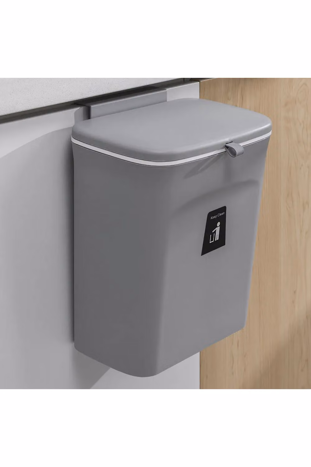 Living and Home 9L Hanging Waste Bin with Sliding Lid and Removable Inner Bucket in Grey – 2