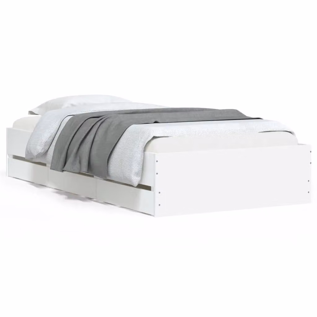 Berkfield Home Small Single Bed Frame with Drawers, White – 2