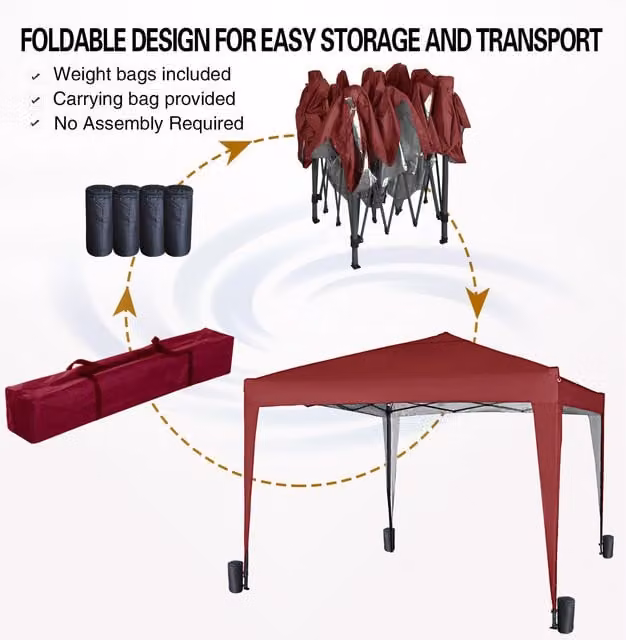 MCC Direct Red Pop Up Gazebo W: 200 cm x D: 200 cm
