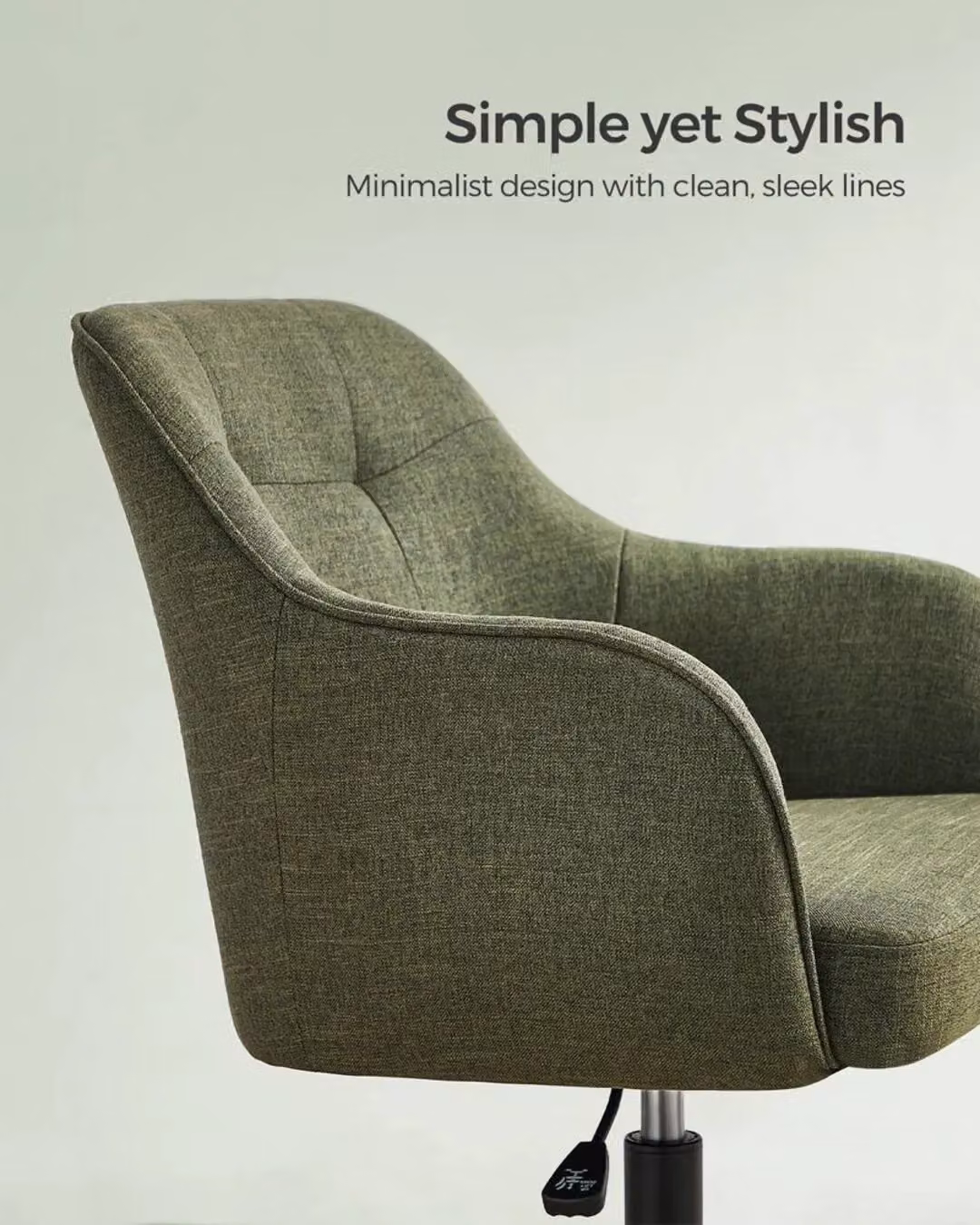 SONGMICS Modern Upholstered Swivel Task Chair with Armrests in Green – 3