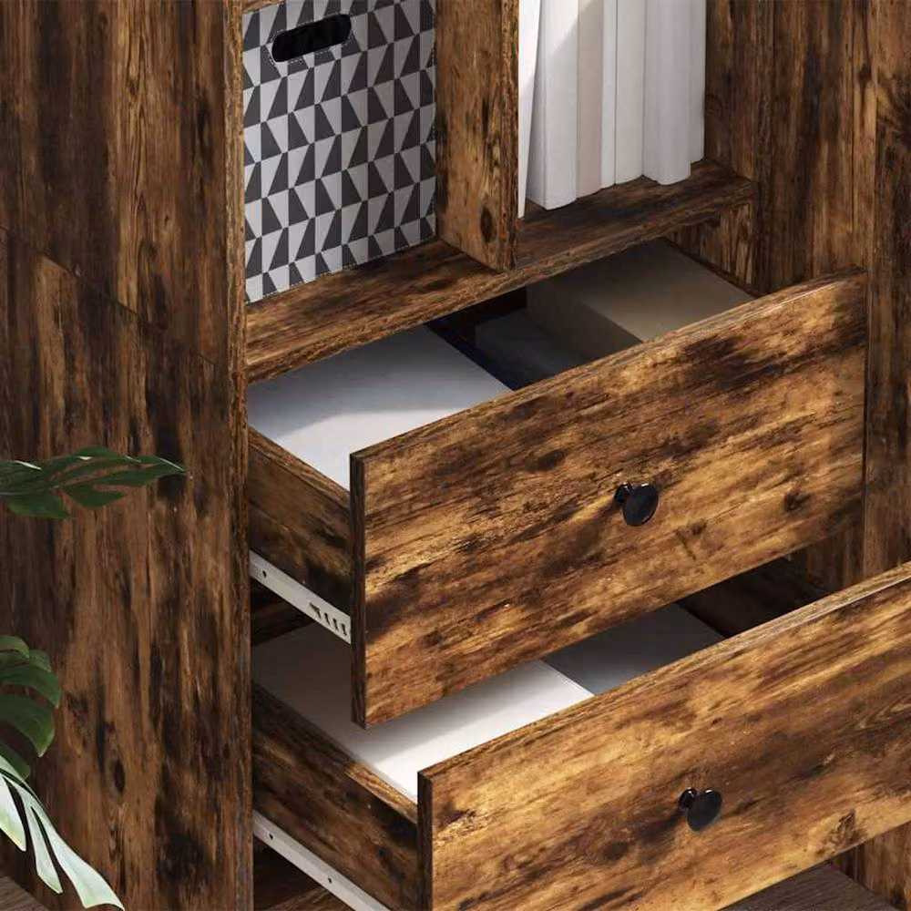 Berkfield Home Smoked Oak Shelving Unit in Brown Engineered Wood with Adjustable Shelves – 4