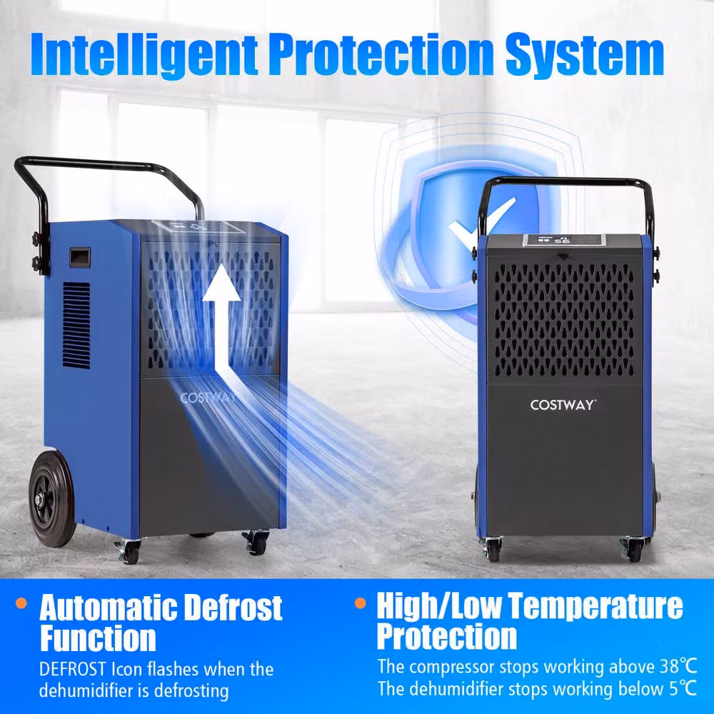 Costway Commercial Industrial Dehumidifier, 73 L/Day, Blue – 8