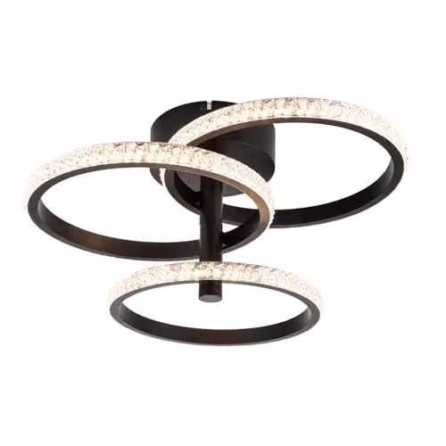 Cosylyte Cowan Modern 3 Ring Beaded LED Ceiling Light, Matt Black, W/D/H: 43 x 43 x 20 cm – 1
