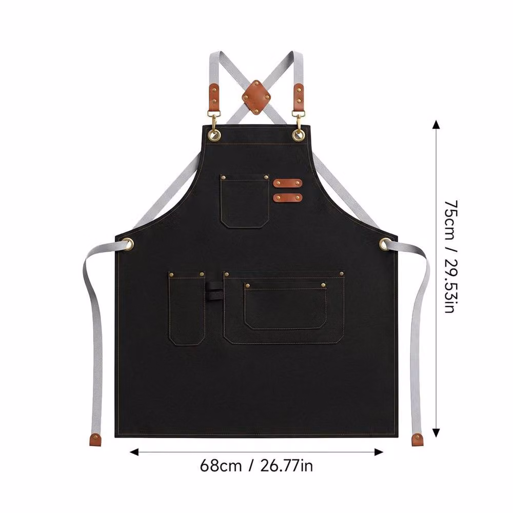 FLAVORA Black Waterproof Canvas Work Apron for Adults, W: 100 cm, D: 15 cm – 2