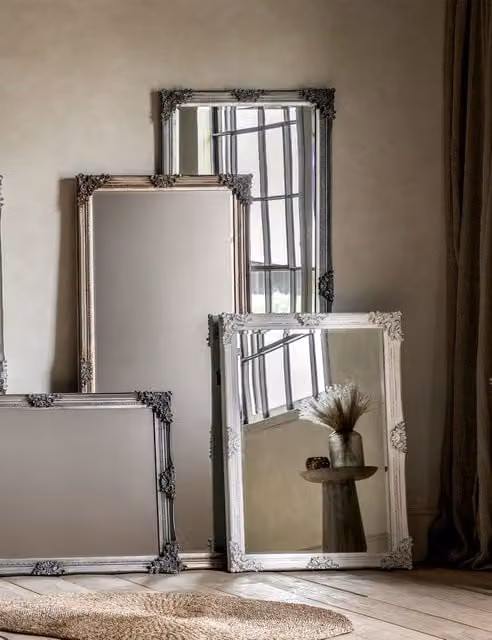 Gallery Direct Fiennes Extra Large Rectangular Vintage Wall Mirror in White