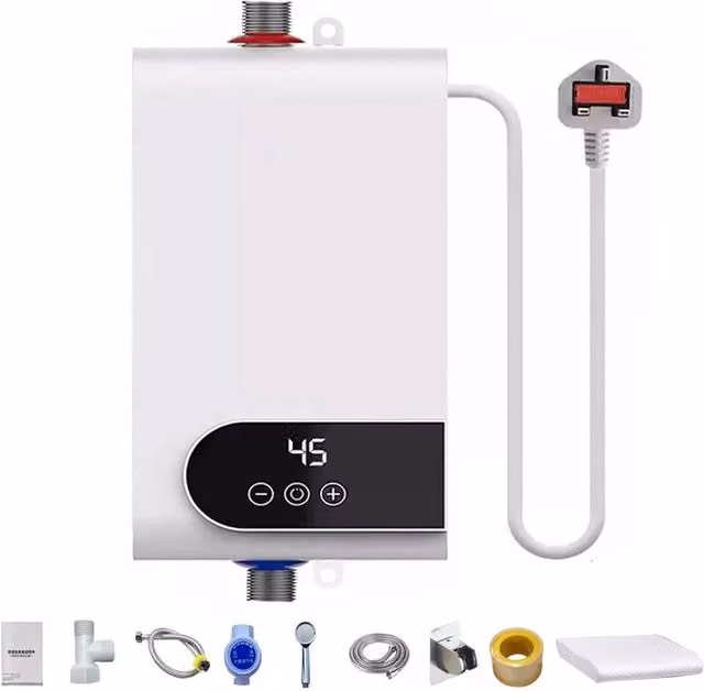 EONLION Electric Tankless Instant Hot Water Heater with Electronic Display, White