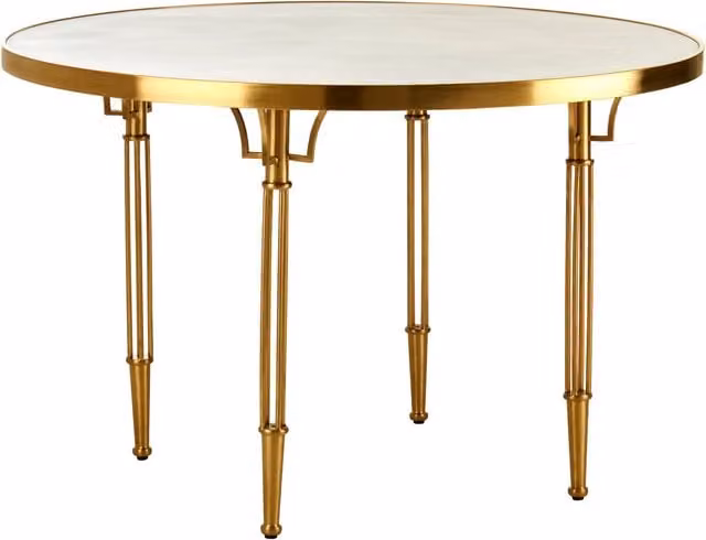 Fifty Five South Modica Round Art Deco Dining Table in Gold and White