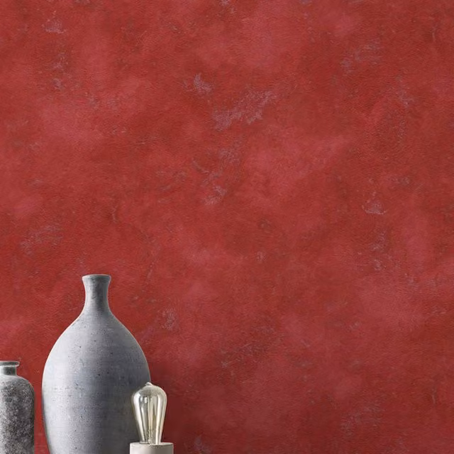 Rasch Red Textured Vinyl Wallpaper with Abstract Distressed Plaster Effect