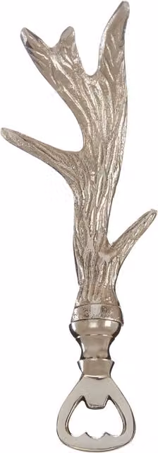 Orsina Silver Nickel Coated Bottle Opener with Antler Handle and Ergonomic Grip – 1
