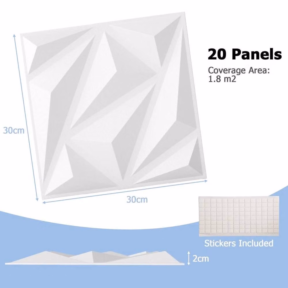 SPETLEK 20-Pack White 3D Acoustic Felt Wall Panels, Geometric Polyester Soundproof Decoration, W/D/H: 30 x 30 x 30 mm – 2
