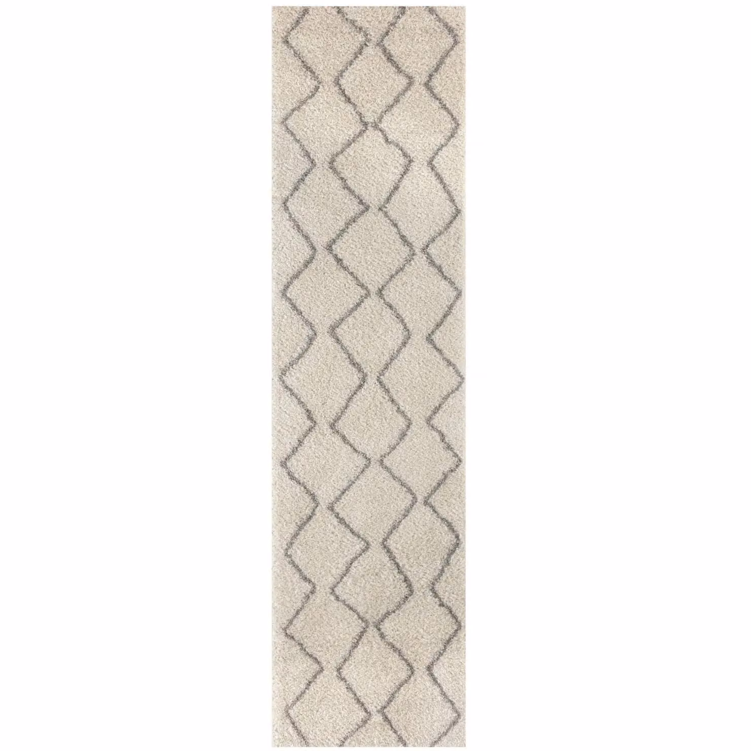 THE RUGS Moroccan Soft High Pile Shaggy Zigzag Rug, Off-White, W: 80 cm, L: 300 cm – 2