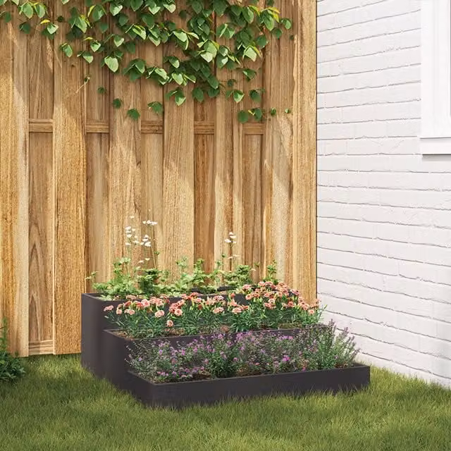 Berkfield Home 3-Tier Steel Garden Planter, Black, W/D/H: 90 x 90 x 35 cm – 1