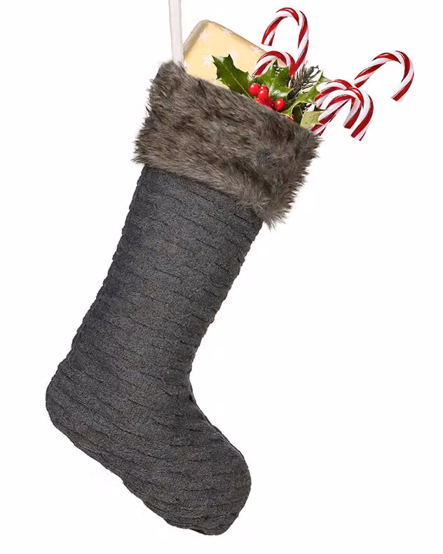 Dibor Set of 4 Grey Nordic Sweater Knit Christmas Stockings – 2
