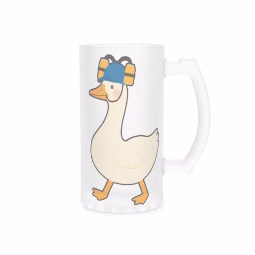 Purely Home Silly Goose Juice Novelty Frosted Beer Glass Stein in Transparent and White