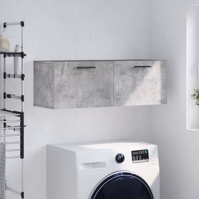 Berkfield Home Wall Mounted Cabinet in Concrete Grey, W/D/H: 100 x 36.5 x 35 cm