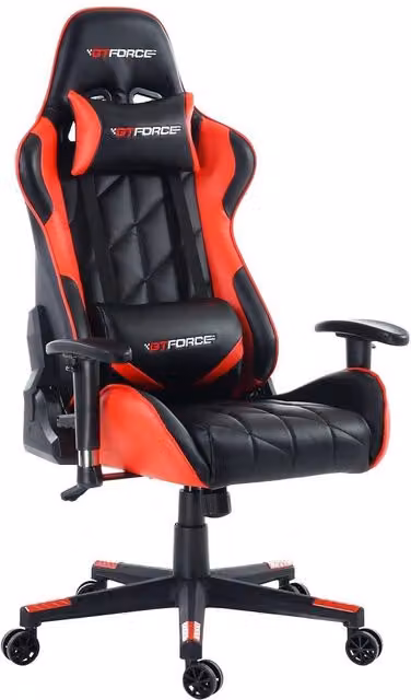 GTForce Pro GT Reclining Sports Racing Gaming Chair in Red Synthetic Leather – 5
