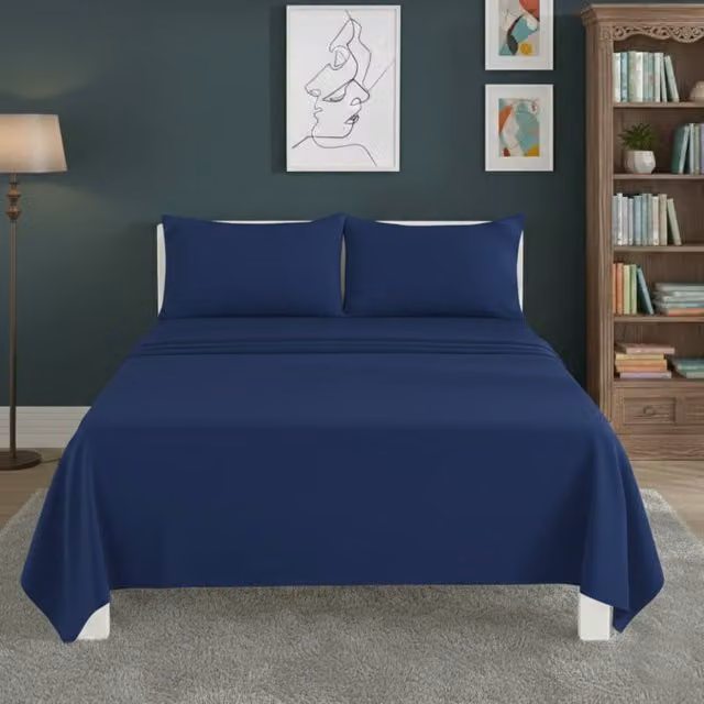 Snug City Easy Care Polycotton Flat Bed Sheet in Blue, Super King, 200 x 200 cm – 1