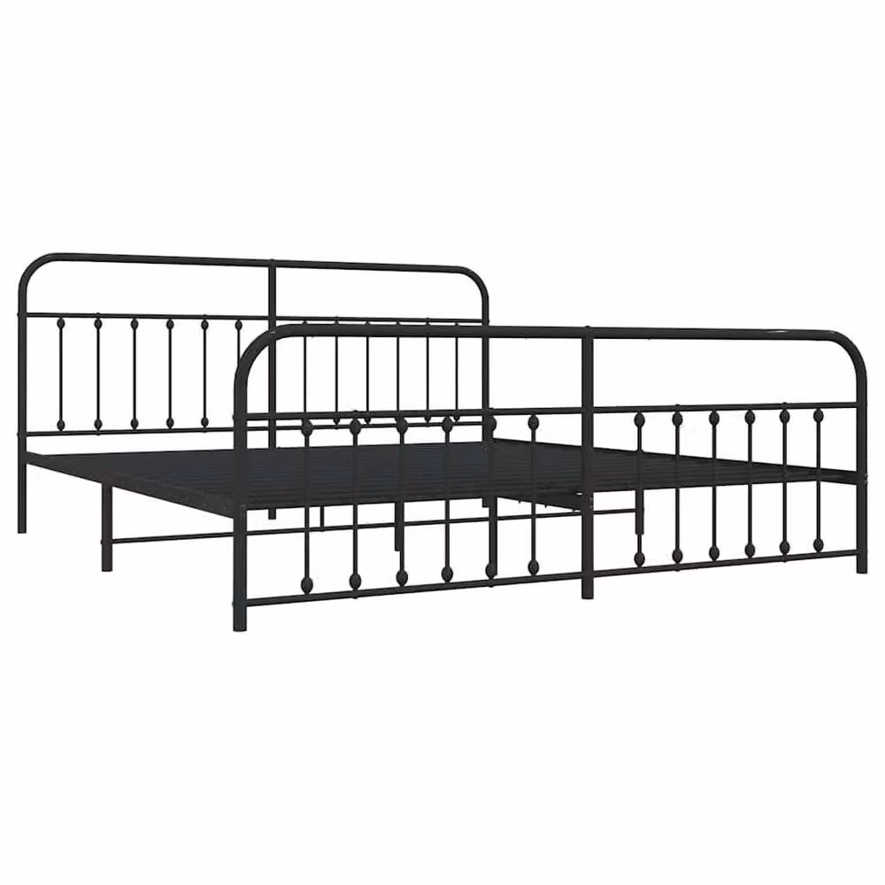 Berkfield Home Metal Bed Frame with Headboard and Footboard in Black, 200 x 200 cm – 3