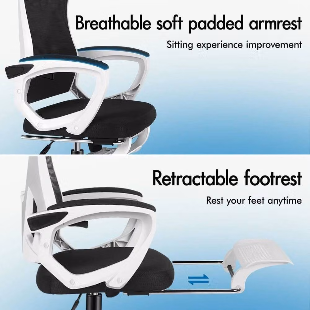 FORGEVIO Ergonomic Mesh Office Chair with Headrest and Armrests in White – 4