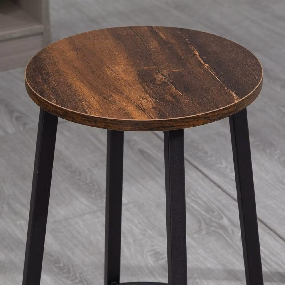 NESTLUNE Industrial Counter Height Bar Stools Set of 2 in Black and Brown Wood – 5