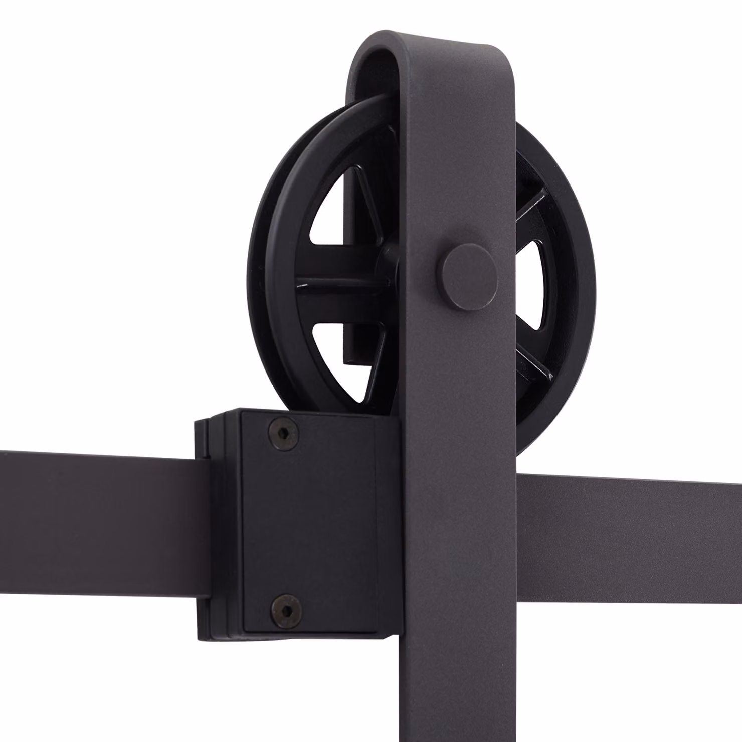 HOMCOM Sliding Barn Door Hardware Kit with Gear Roller Hanger Rail in Brown and Black Steel – 5