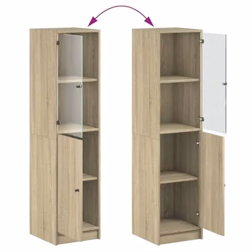 vidaXL Highboard with Glass Doors in Sonoma Oak, W/D/H: 35 x 37 x 142 cm – 2
