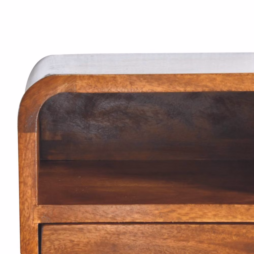 Wyld Haus Cagliari Small Wall Mounted Curved Chestnut Bedside Shelf in Brown – 3
