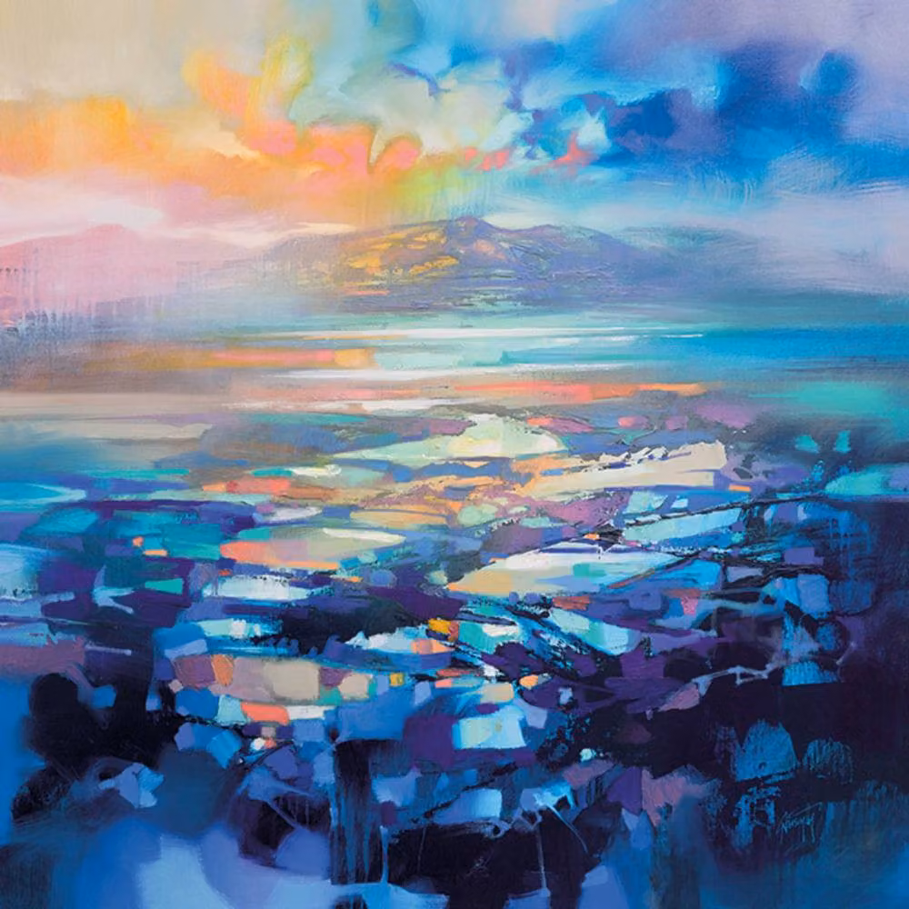 Scott Naismith Hebridean Resonance 2 Multicolour Abstract Wooden Plaque, W/D/H: 20 x 20 x 2.7 cm – 2