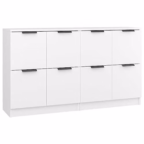 vidaXL Set of 2 Minimalist White Matt MDF Sideboards, W/D/H: 60 x 30 x 70 cm