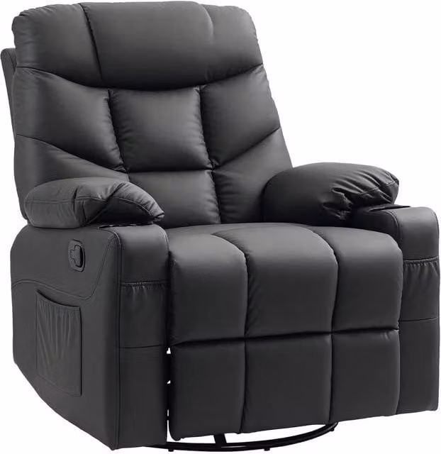 FORGEVIO Manual Recliner Chair with Footrest in Black