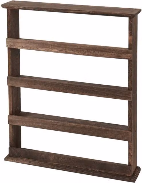 ERGOVEXA Brown Wood Floating Wall Shelf for Kitchen, Bathroom or Garden Storage – 1