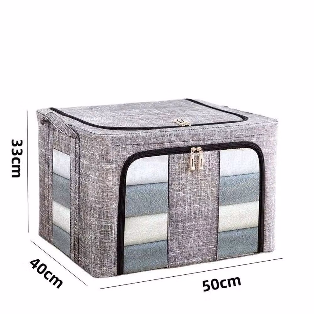 KORVIXA 66L Foldable Fabric Storage Box in Grey, W/D/H: 50 x 50 x 50 cm – 2