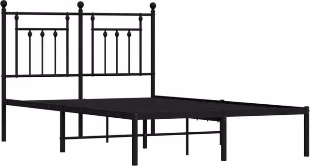 Berkfield Home Metal Bed Frame with Headboard in Black, Small Double, W/D/H: 120 x 200 cm – 1