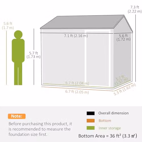 Outsunny Metal Garden Shed with Single Door and Window, Dark Grey – 7