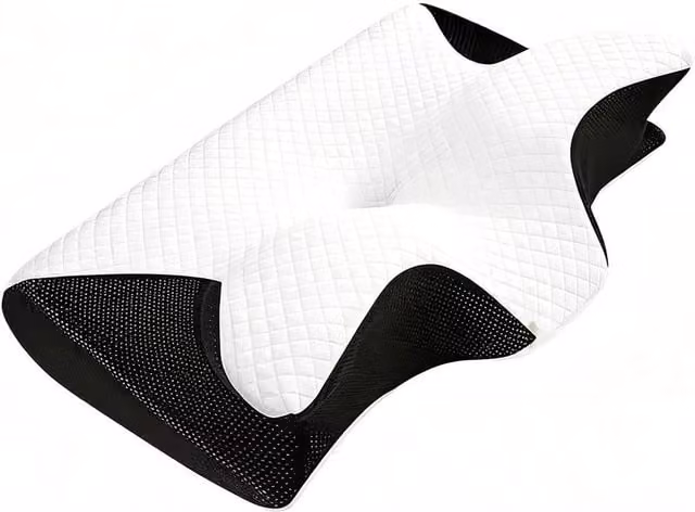 PAWNORA 2-in-1 Ergonomic Adult Pillow in Black and White