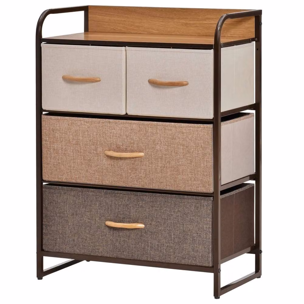 FORGEVIO 4-Drawer Storage Tower Dresser with Steel Frame and Wood Top in Multicolour – 6