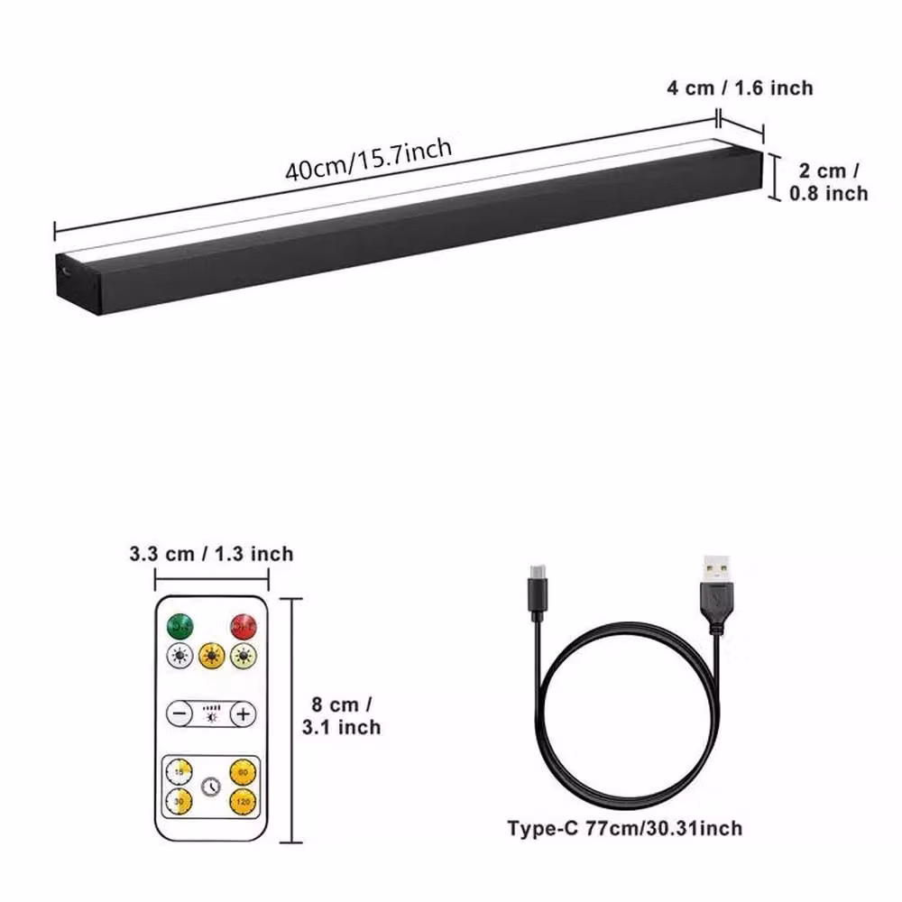 PAWNORA Black LED Wall Display Reading Lamp with 4400mAh Rechargeable Battery – 3