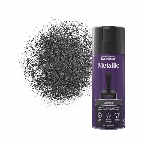 Rust-Oleum Metallic Spray Paint Aerosol, Grey, 400ml – 1