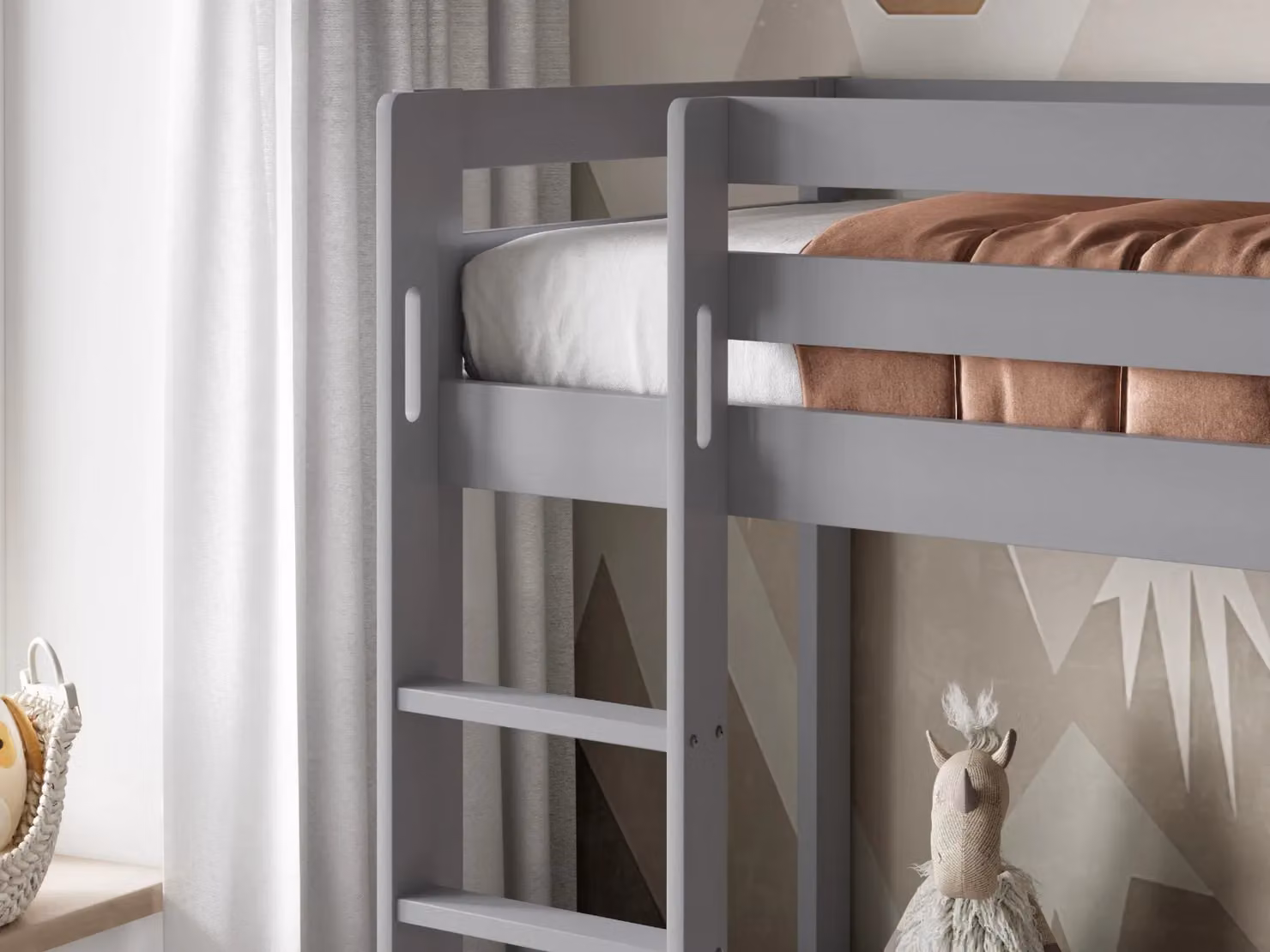 Noomi Nora Modern Solid Pine Wood Bunk Bed in Grey, EU Single – 2